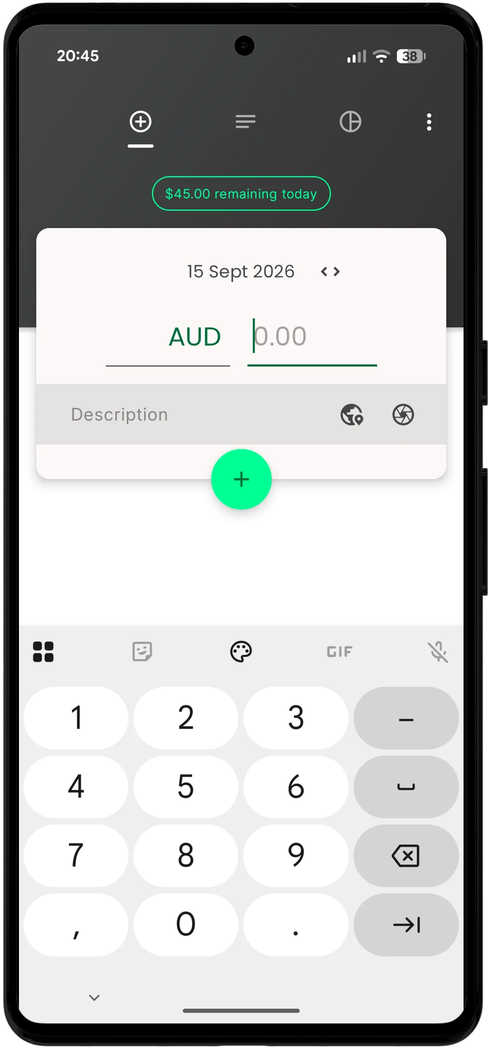 Avocado expense entry screen